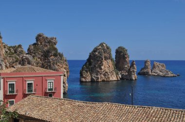 İtalya, Castellammare Del Golfo 'daki Scopello plajı
