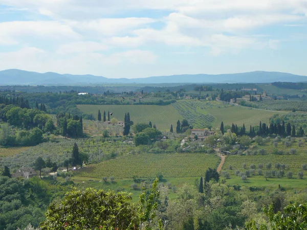 Görünümü Ülke Içinde Şehir San Gimignano Talya — Stok fotoğraf