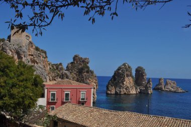 İtalya, Castellammare Del Golfo 'daki Scopello plajı
