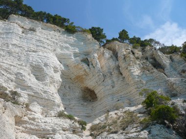 Beyaz kayalıklar sahil Pugnochiuso, İtalya