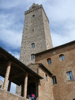 San Gimignano, İtalya - yaklaşık Nisan 2017: Kenti