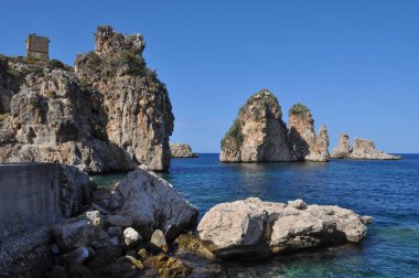 İtalya, Castellammare Del Golfo 'daki Scopello plajı