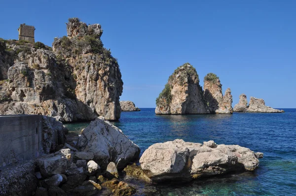 Pláž Scopello Castellammare Del Golfo Itálie — Stock fotografie