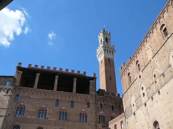 Torre Mangia Имеется Виду Башня Манджа Площади Пьяцца Дель Кампо — стоковое фото