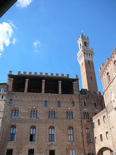 Torre Mangia Siena Talya Piazza Del Campo Meydanında Mangia Kule — Stok fotoğraf