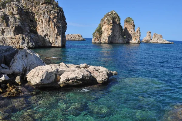 Playa Scopello Castellammare Del Golfo Italia — Foto de Stock