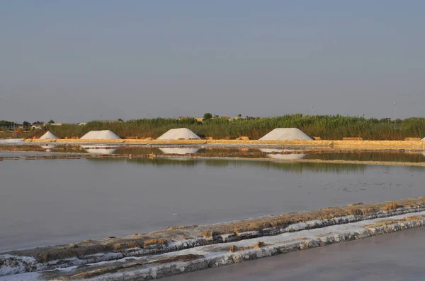 Saline Meaning Salt Flats Marsala Italy — Stock Photo, Image