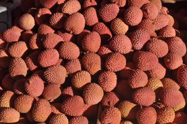 Rode Lychee Litchi Chinensis Fruit Vegetarisch Voedsel — Stockfoto