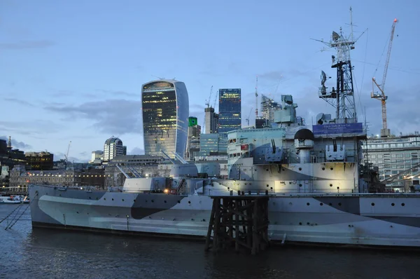 London Egyesült Királyság Február 2018 Körül Hms Belfast Hajó Eredetileg — Stock Fotó