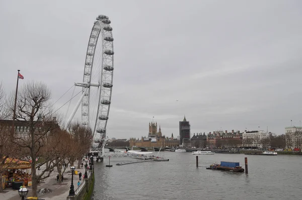 Londra Ngiltere Şubat 2018 Yaklaşık London Eye Ferris Thames Nehri — Stok fotoğraf