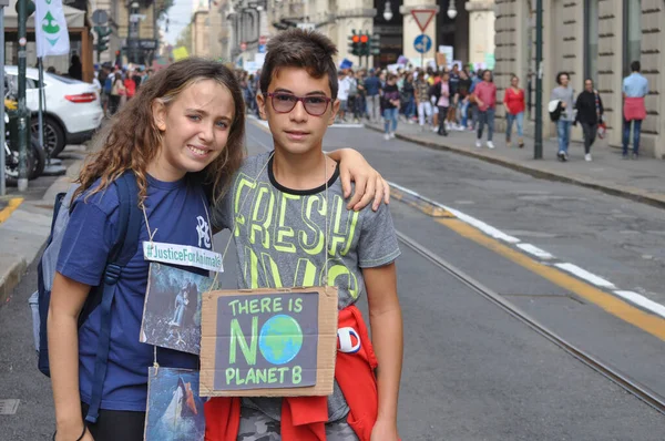 Turin Italy Circa September 2019 Fridays Future Rally — стокове фото