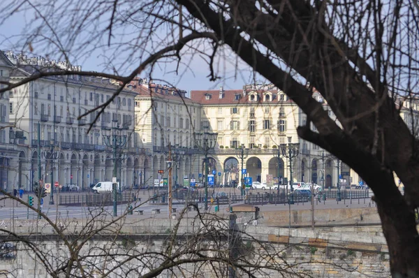 Turin Italië Circa Maart 2020 Lege Straten Stad Turijn Nadat — Stockfoto