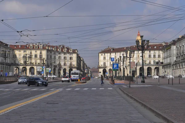 Turin Italy Circa March 2020 Empty Streets City Turin Citizens — Stock Photo, Image