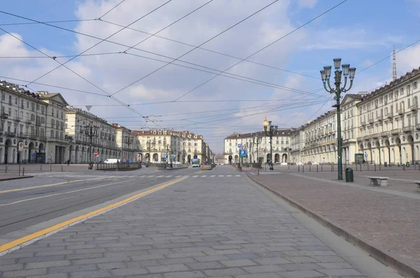 Turin Italy Circa March 2020 Empty Streets City Turin Citizens — Stock Photo, Image