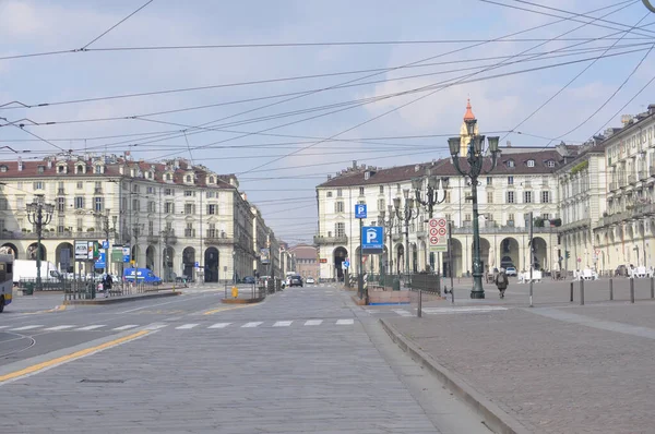 Turin Itália Circa Março 2020 Ruas Vazias Cidade Turim Depois — Fotografia de Stock