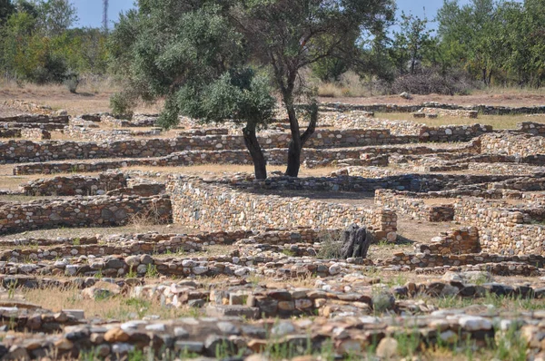 Ruinas Antigua Ciudad Olynthus Chalkidiki Grecia — Foto de Stock