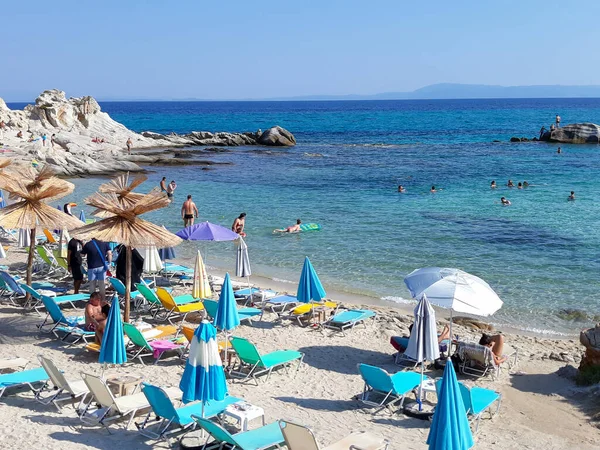 Chalkidiki Grecja Circa Sierpień 2019 Widok Plażę Orange — Zdjęcie stockowe