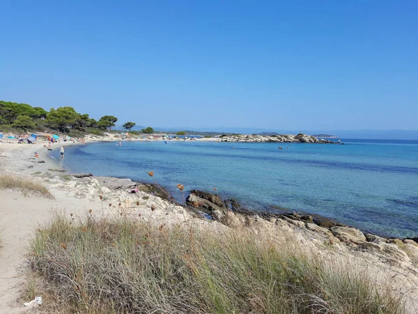 Calcidica Griekenland Circa August 2019 Uitzicht Het Strand Van Vourvourou — Stockfoto