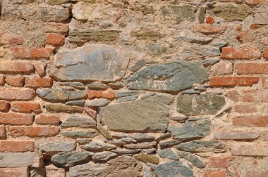 arka plan olarak kullanışlı eski kırmızı tuğla ve taş duvar