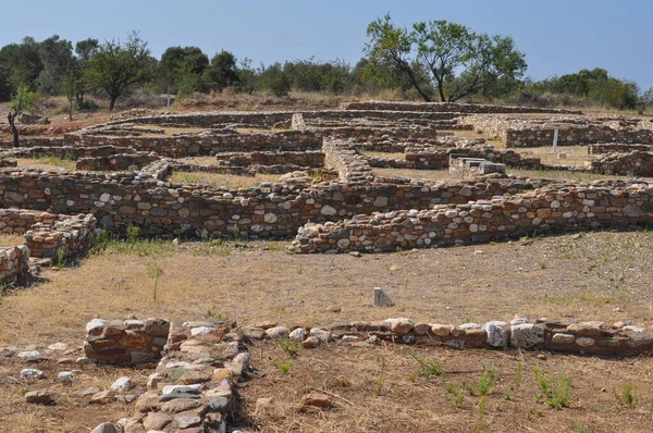 Ruinas Antigua Ciudad Olynthus Chalkidiki Grecia — Foto de Stock