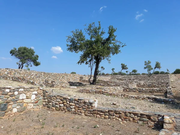 Ruinas Antigua Ciudad Olynthus Chalkidiki Grecia — Foto de Stock