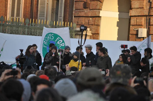 Turin Italy Circa December 2019 Fridays Future Rally Greta Thunberg — Stock Photo, Image