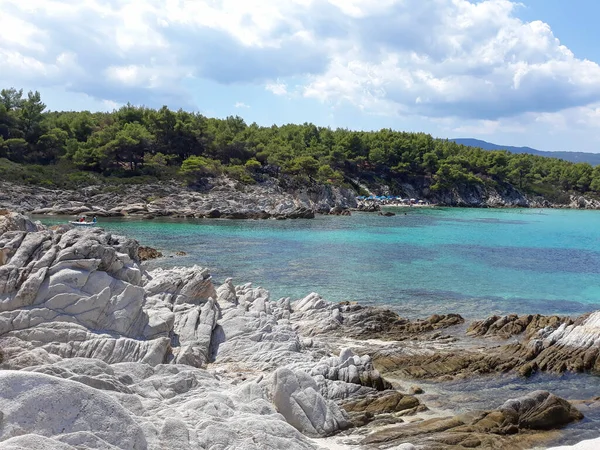 Veduta Della Spiaggia Orange Calcidica Grecia — Foto Stock