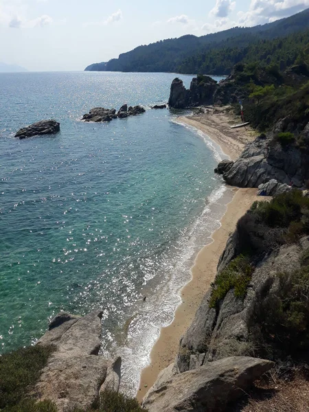 Vista Playa Fava Chalkidiki Grecia —  Fotos de Stock