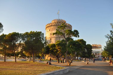 Bu SALONIKI, GREECE - CRCA AĞUSTOS 2019: Antik Beyaz Kule