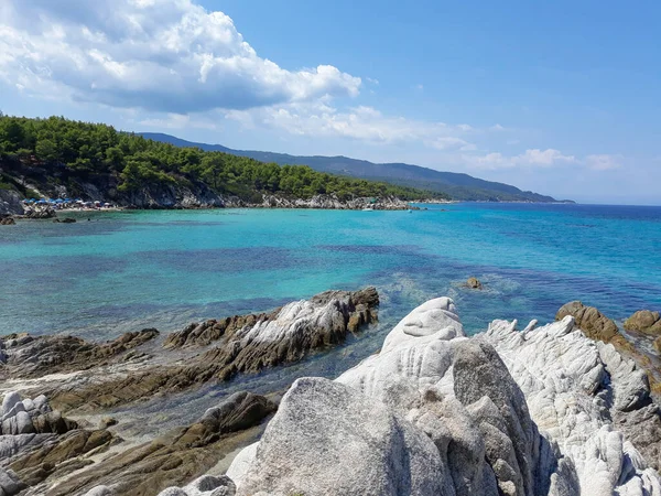 Pohled Pláž Orange Chalkidiki Řecko — Stock fotografie