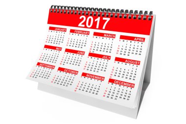2017 yılı masaüstü takvimi. 3D render