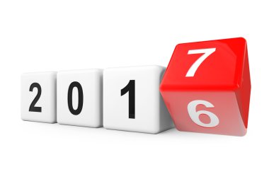 Yıl 2016-2017 geçiş ile blok. 3D render