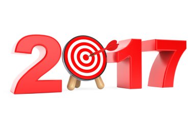 Dart hedef 2017 yıl işareti olarak. 3D render