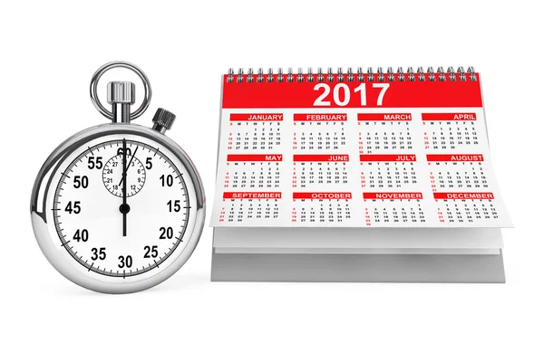 2017 year calendar with stopwatch. 3d Rendering — Stock Photo, Image