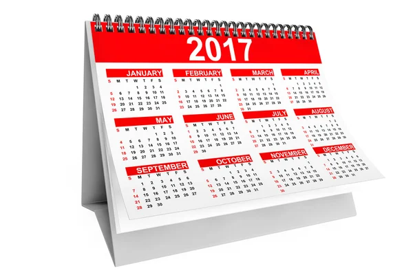 Desktop Calendar w 2017 roku. renderowania 3D — Zdjęcie stockowe