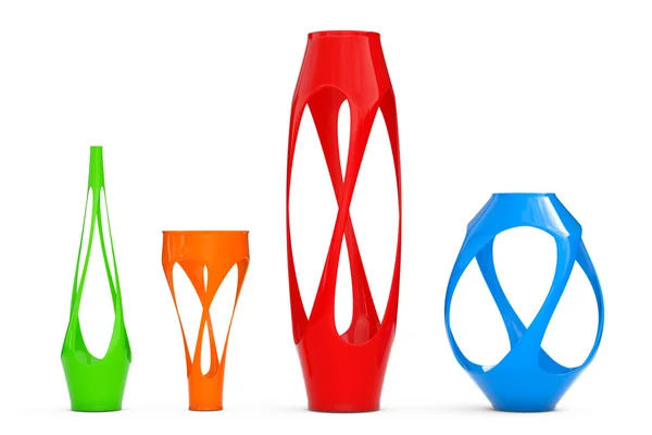 Многоцветные абстрактные керамические вазы. 3D-рендеринг — стоковое фото