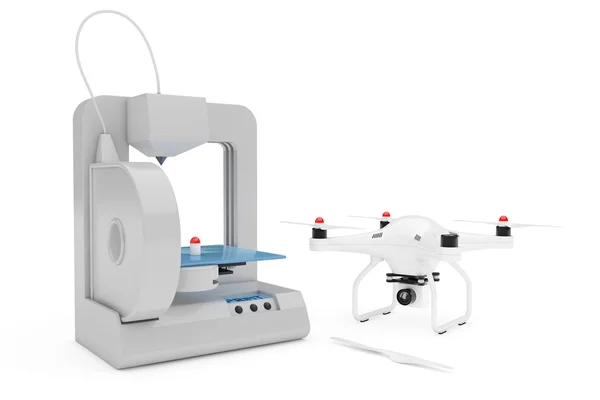 3D принтер Друк Квадрокоптер Дрон. 3D рендерингу — стокове фото