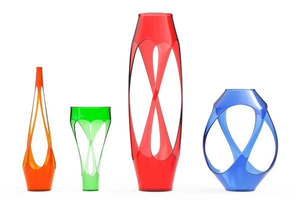 Vases en verre abstrait multicolore. Rendu 3d — Photo