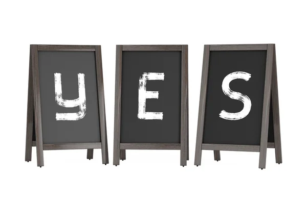 Wooden Menu Blackboard Outdoor Displays with Yes Sign. 3d Render — Stock Photo, Image