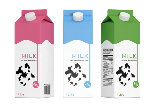 Boîtes de carton de lait. Rendu 3d — Photo