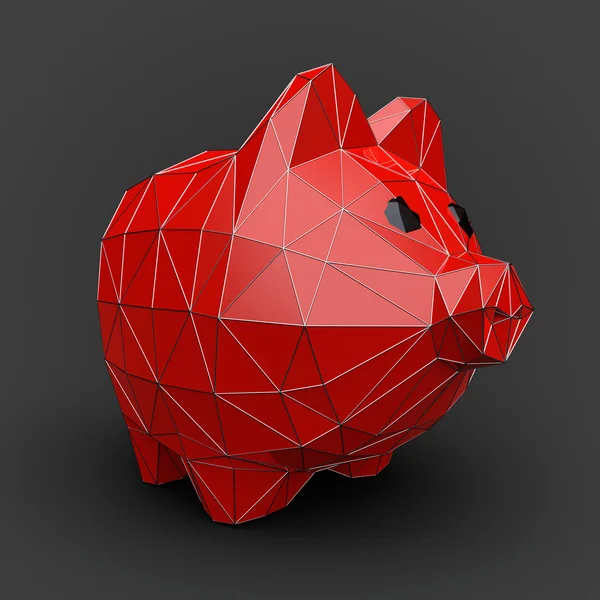 Банк Хрюши в стиле Низких Полигонов. 3D-рендеринг — стоковое фото