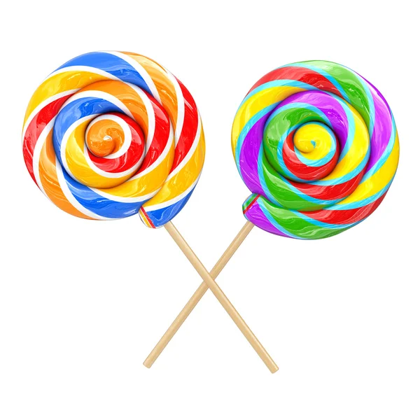 Arcobaleno ricciolo Lollipops. rendering 3D — Foto Stock