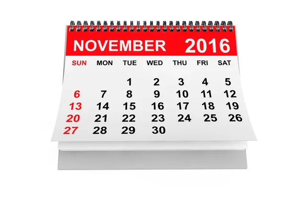 Kalender November 2016. 3D-rendering — Stockfoto