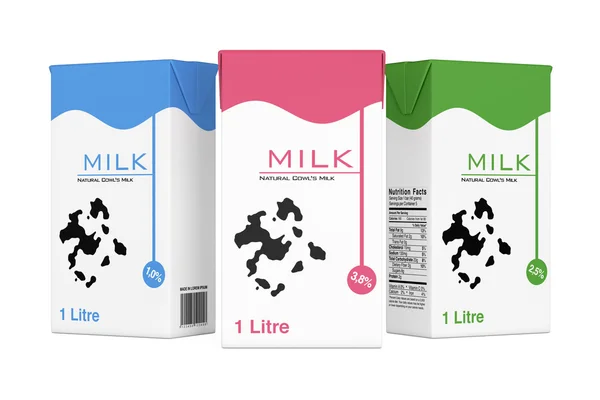 Mjölk kartong lådor. 3D-rendering — Stockfoto