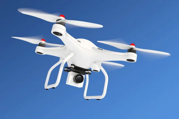 사진 카메라와 함께 Quadrocopter 펄 화이트. 3 차원 렌더링 — 스톡 사진