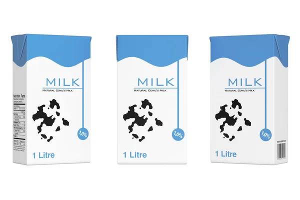 Caixas de cartão de leite. Renderização 3d — Fotografia de Stock