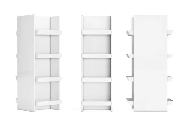 White Market Racks Shelves Showing Products. 3d Rendering — Stock Photo, Image