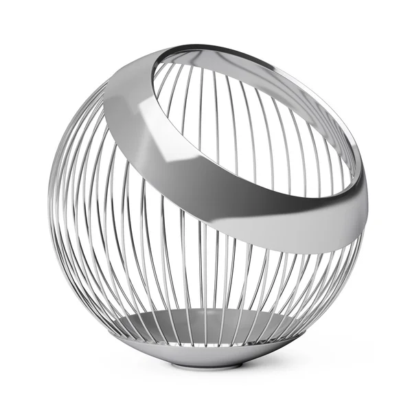 Chrome Steel Wire vas för frukter. 3D-rendering — Stockfoto