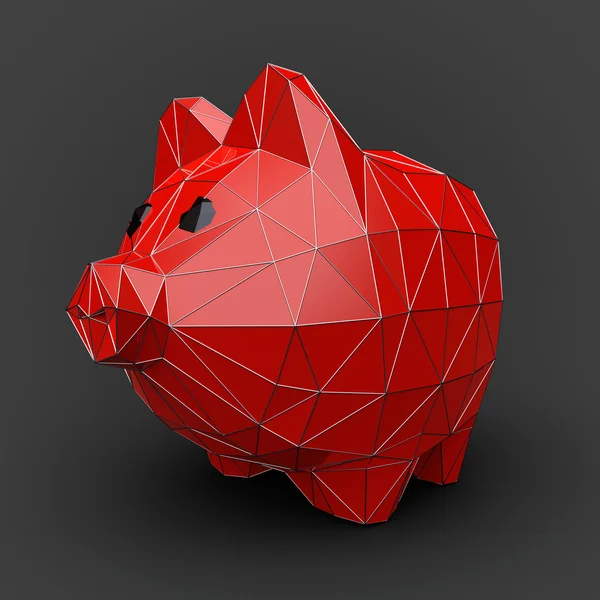 Piggy Bank in lage veelhoeken stijl. 3D-rendering — Stockfoto
