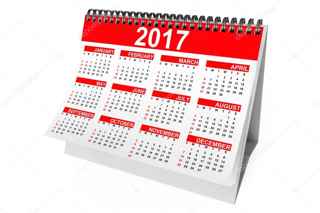 2017 Year Desktop Calendar. 3d Rendering